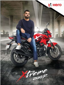 Virat Kohli, Brand Ambassador of Hero MotoCorp Ltd. with the Xtreme 200R