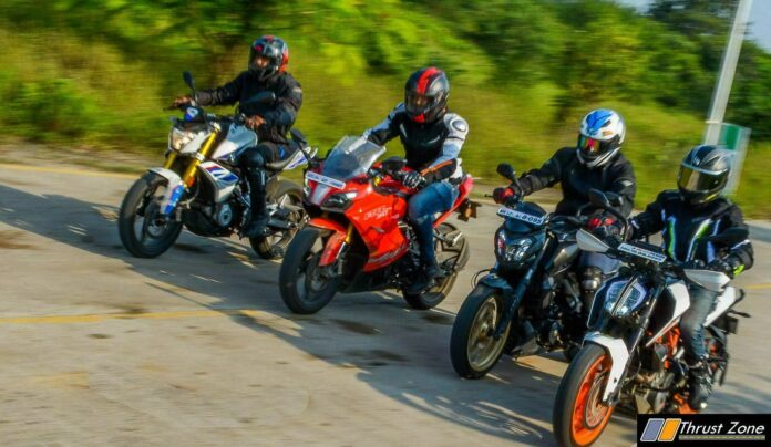 BMW G310R vs Duke 390 vs Dominar 400 vs Apache RR310 Review-24