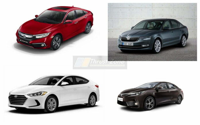 2019 Honda Civic Vs Hyundai Elantra Vs Skoda Octavia Vs Toyota Corolla Altis (2)