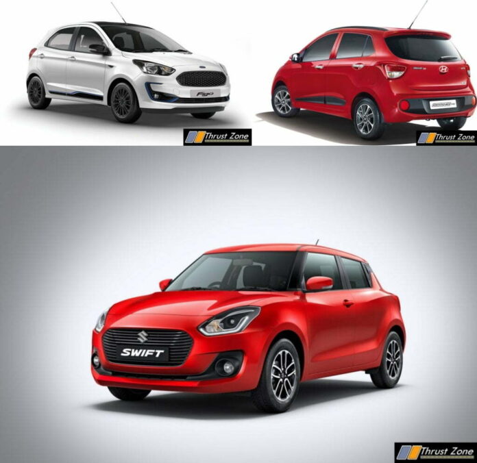 Maruti Suzuki Swift Vs 2019 Ford Figo Vs Hyundai Grand i10 (2)