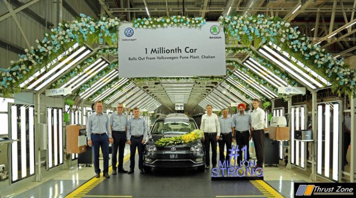 Volkswagen Pune Plant rolls out one millionth car in presence of Mr. Gurpratap Boparai, Mr. Steffen Knapp and the Board of Management