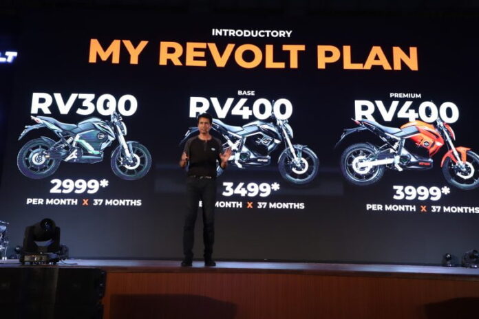 Rahul Sharma, Founder & Chief Revolutionary Officer, Revolt Intellicorp launches India's first AI-enabled motorcycle RV 400 today at Jawaharlal Nehru Stadium, New Delhi..