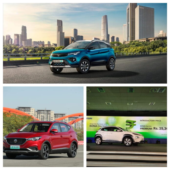 Tata Nexon EV vs MG ZS EV Vs Hyundai Kona