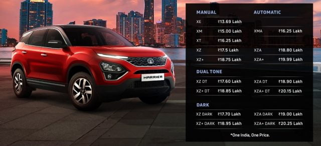 harrier-pricing-bs6-automatic-tata-170-ps