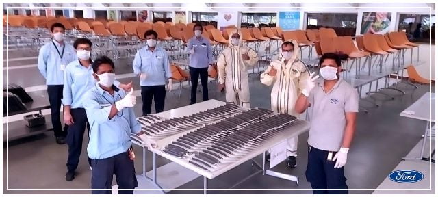 Workers at Ford India Making Protective Face Shields