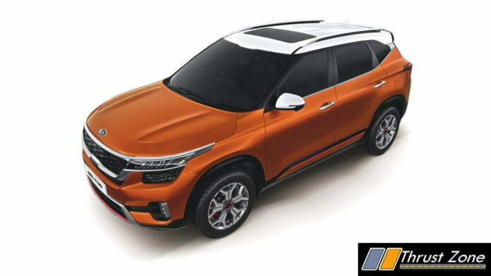 Kia Seltos with new dual tone colour_Punchy Orange-Clear White has now Sunroof option.