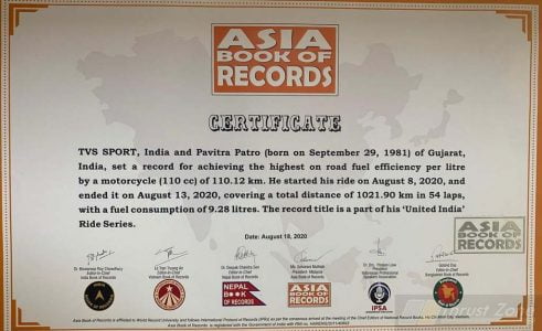 TVS Sport Asia Book of Records