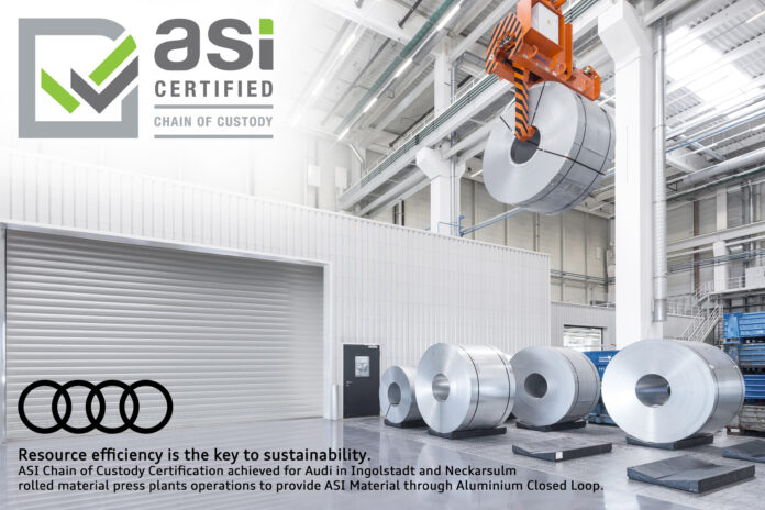 Audi Awarded Chain of Custody Certificate Of The Aluminium Stewardship Initiative