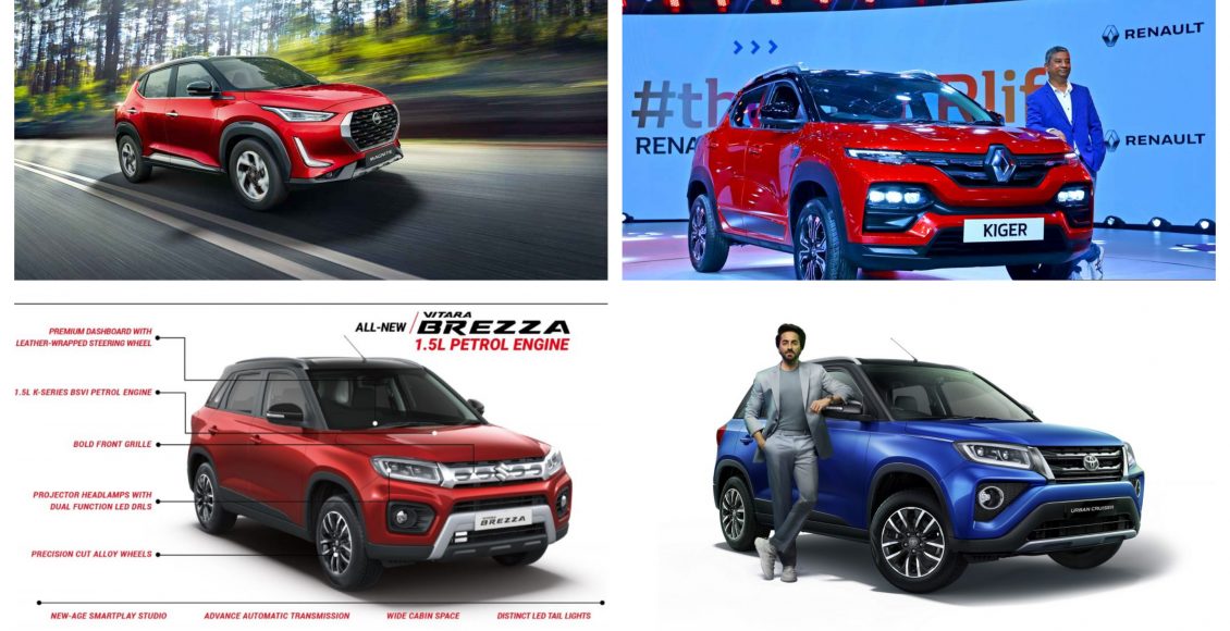 Renault Kiger vs Nissan Magnite vs Urban Cruiser Vs Vitara Brezza (1)