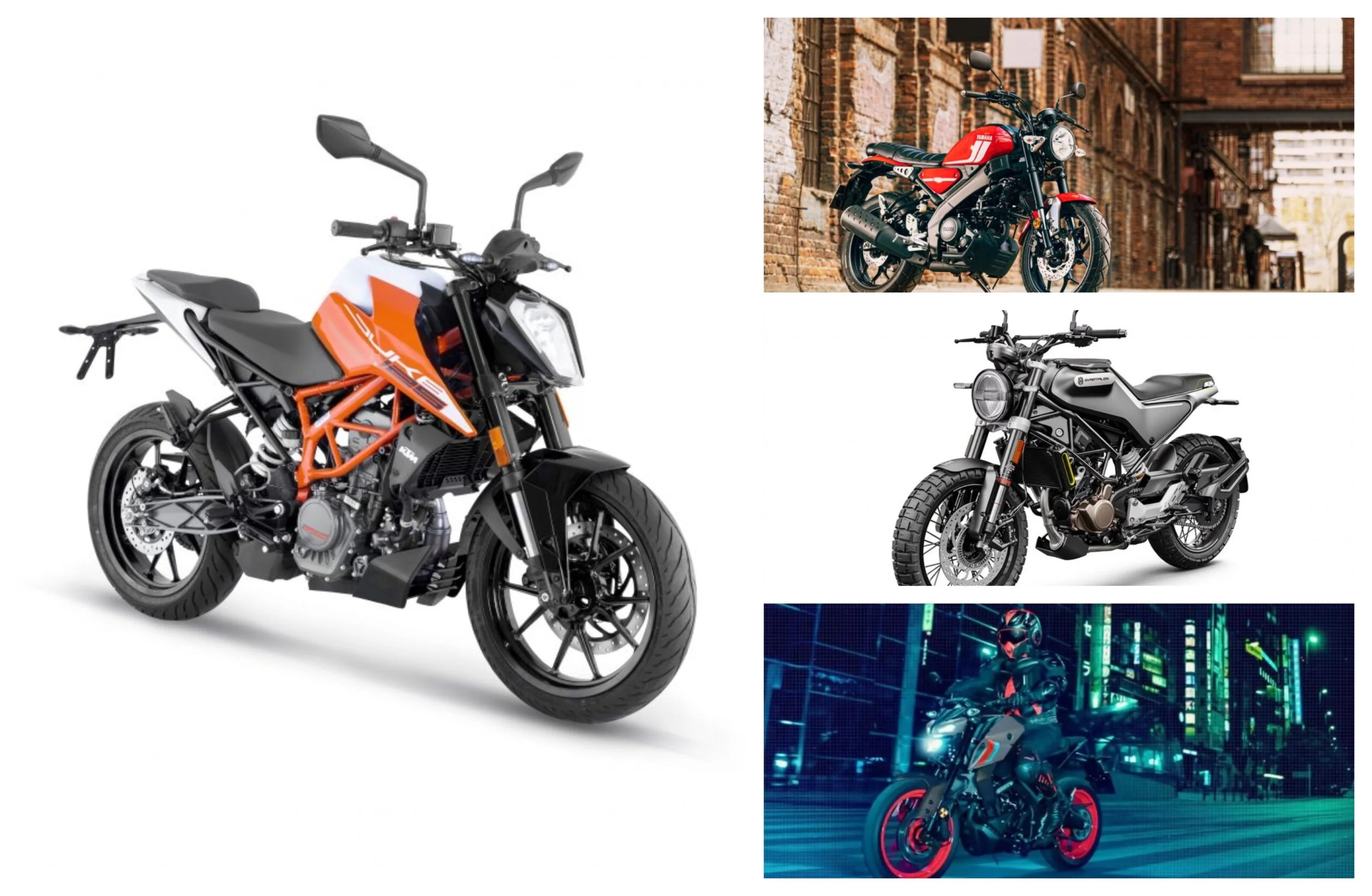 KTM Duke 125 vs Husqvarna 125 vs Yamaha XSR 125 vs Yamaha MT-125 - Specification Comparison