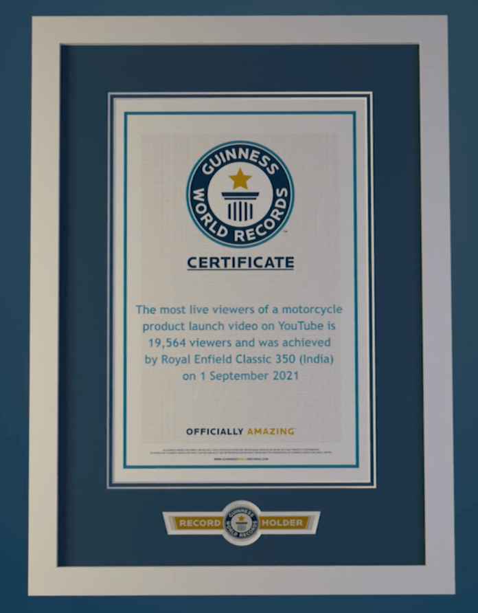 Royal Enfield Enters Guinness World Records For Highest Live Viewership
