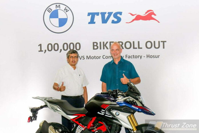 TVS Rolls Out of One Hundred Thousand Unit of BMW Motorrad’s 310cc Series Of Motorcycle!