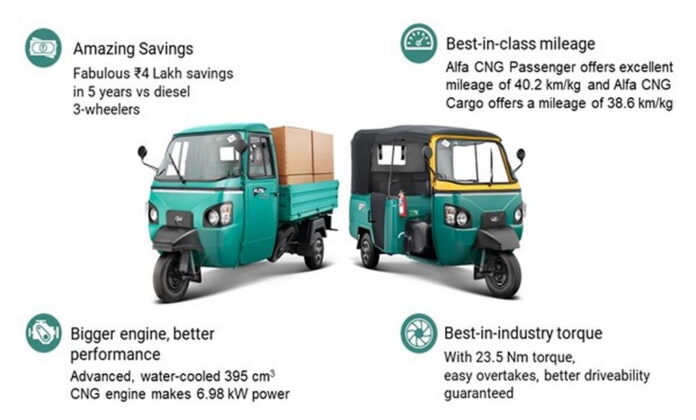 Mahindra Alfa CNG Passenger and Cargo Variant Launched