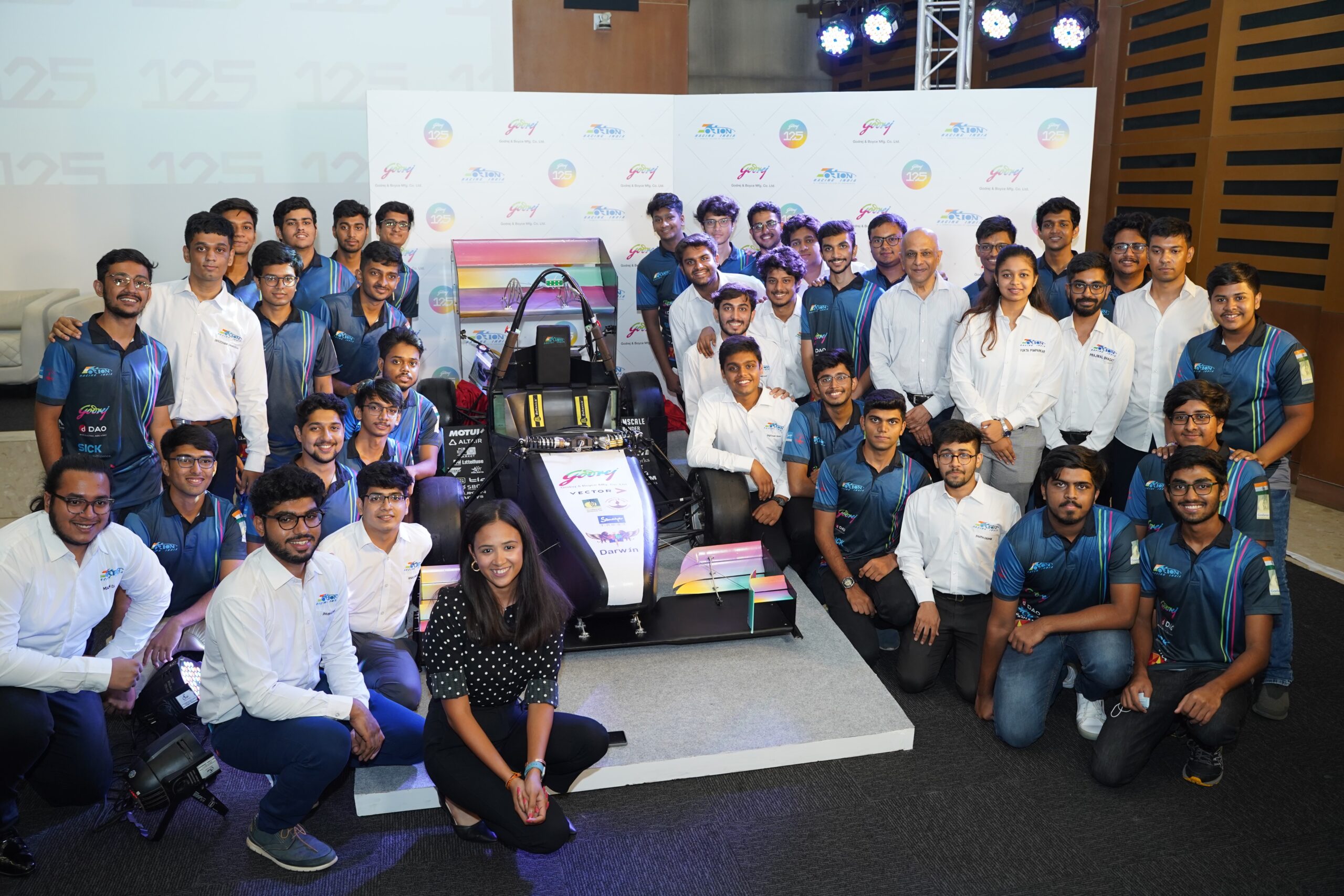 Team Orion Racing India with Anil G Verma, Executive Director and President, Godrej & Boyce , Mira Erda, Formula 4 Racer and Saurav Bandyopadhyay, Motorsports Racecar Driver and CEO of IR eS