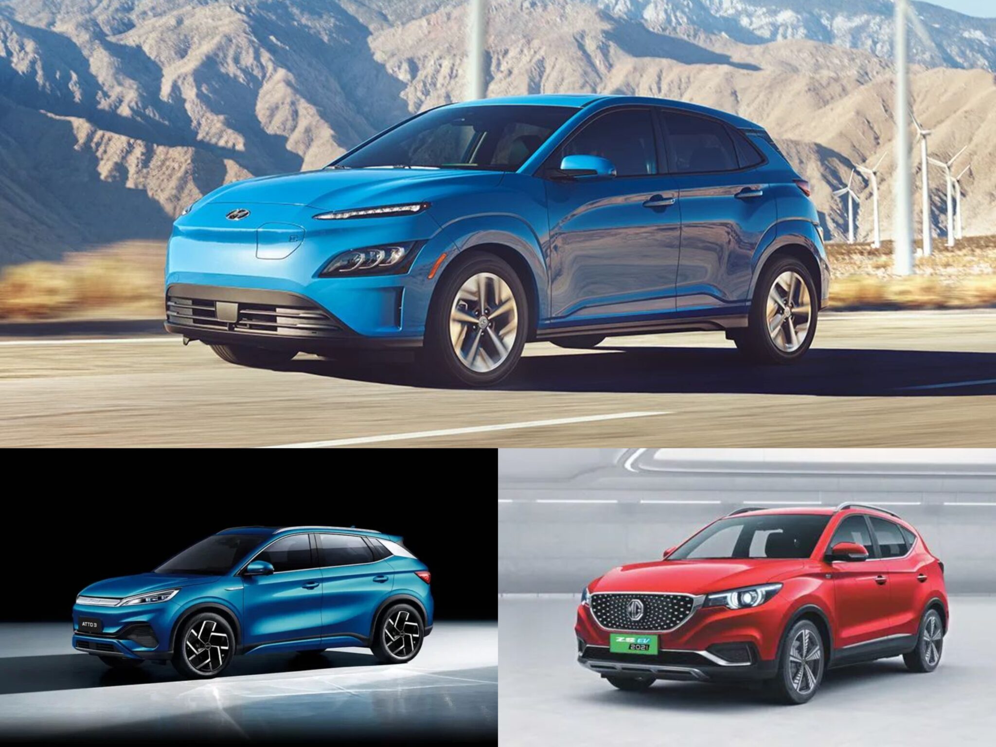 BYD Atto 3 vs MG ZS EV vs Hyundai Kona EV - Specification