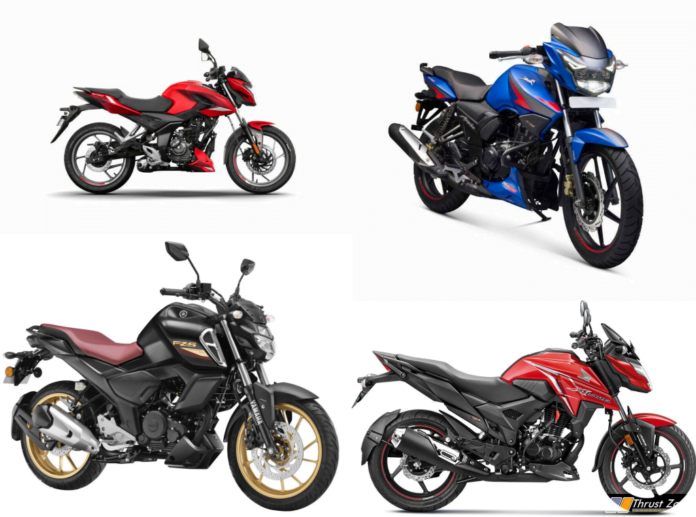 Pulsar P150 Vs XBLade 160 Vs FZ16 Vs Apache RTR 160 (1)