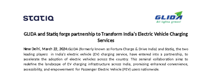 GLIDA And Statiq Framing Partnership For Betterment Of EV Customers!