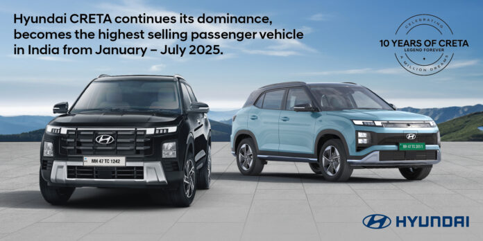 Hyundai CRETA Highest Selling Car From January – July 2025