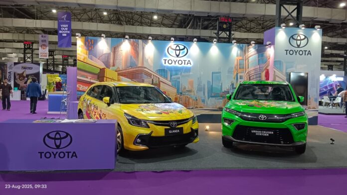 Toyota Glanza showcased at Anime India 2025