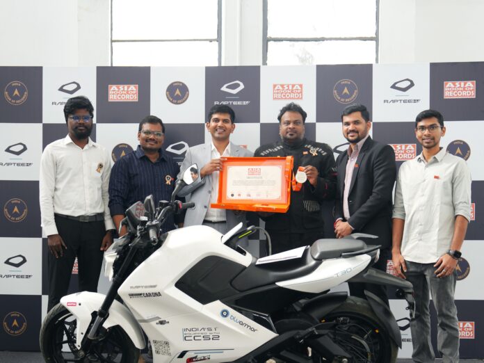 Raptee.HV T30 Enters Asia Book of Records and the India Book of Records