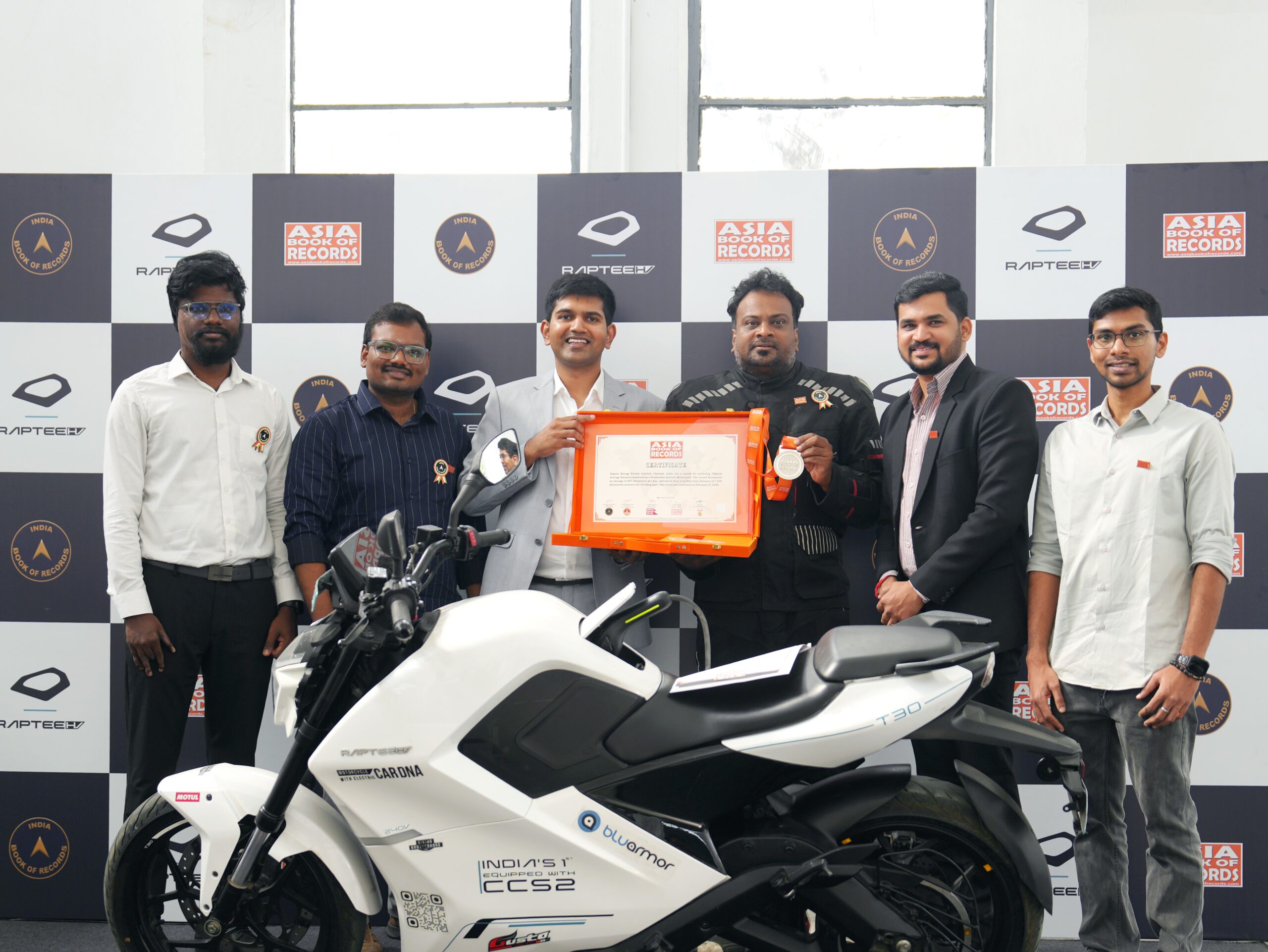 Raptee.HV T30 Enters Asia Book of Records and the India Book of Records