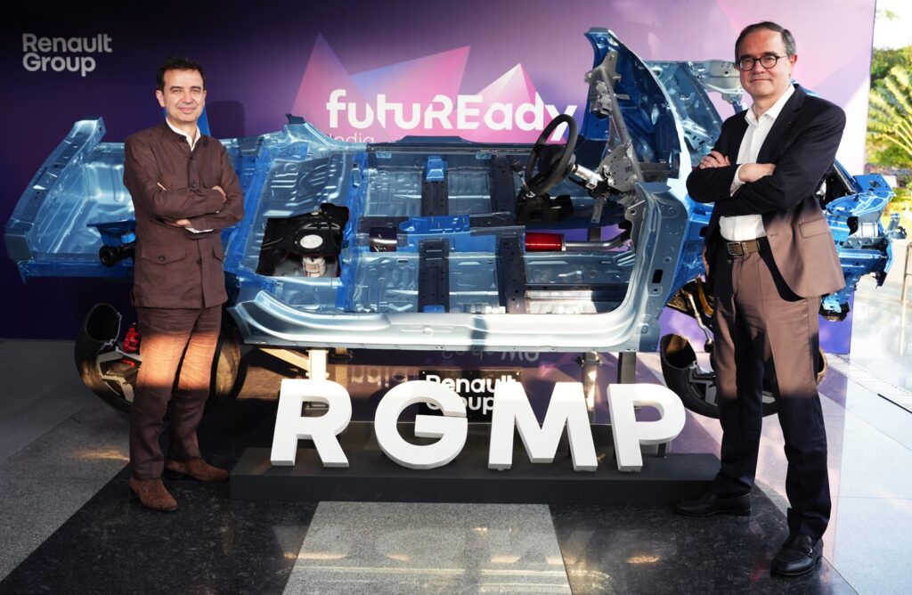 Mr. Francois Provost, CEO, Renault Group and Mr. Stephane Deblaise, CEO Renault Group in India, posing with new vehicle platform RGMP at the unveil of futuREady India strategy (2)