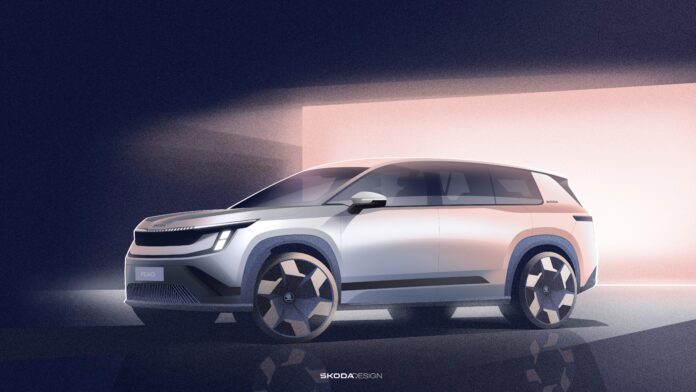 Skoda Peaq 7-Seater Electric SUV Sketches Revealed Before Launch