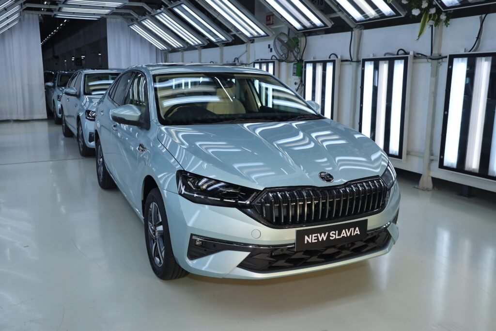 Production of the New Slavia premium sedan begins at Škoda Auto Volkswagen India’s Chakan plant (Pune) ahead of the festive season, strategically aligning with a peak period for customer purchases.